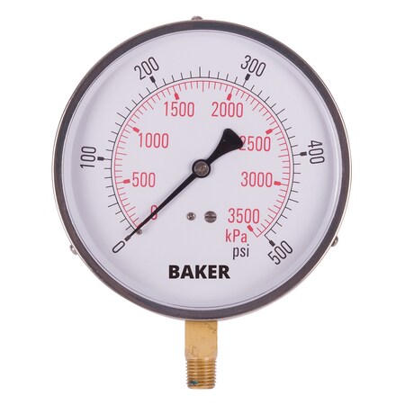 Baker Instruments 421AVND-500 Pressure Gauge, 0-500 PSI 421AVND-500
